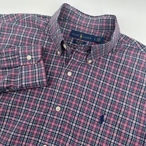 Ralph Lauren Mens Large Plaid Button Down Shirt Multicolor Cotton Stretch
